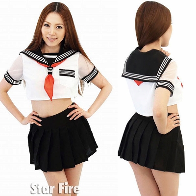 シースルースリーブセーラー／半袖 ブラックが2670円｜激安アダルトグッズ性感堂