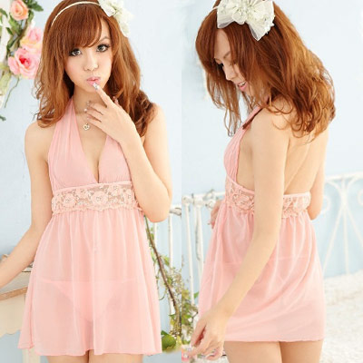 サーモンピンク・ベビードール＆ショーツ