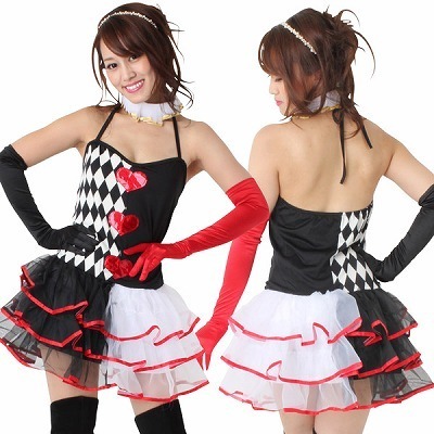 年中無休！即日発送OK！3000円以下の激安ハロウィンコスチューム・ピエロ・ハート柄
