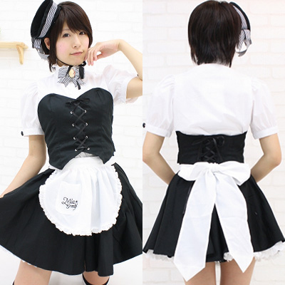 cm0155 メイド服の特大サイズ（jumbo）・Ｎｅｗミアカフェ・ミアリラミニ制服（立て襟）　ＢＩＧ