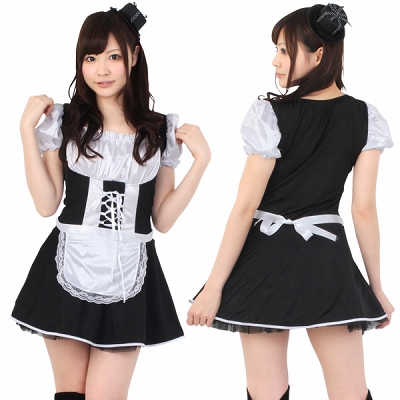 n01572 メイド服の特大サイズ（jumbo）・メイド・パフスリーブ　Ｌ