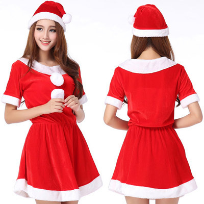 o00131　ウエストゴム入りサンタガールワンピース