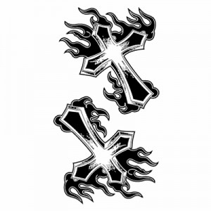 ハロウィンタトゥーシール・炎と十字架