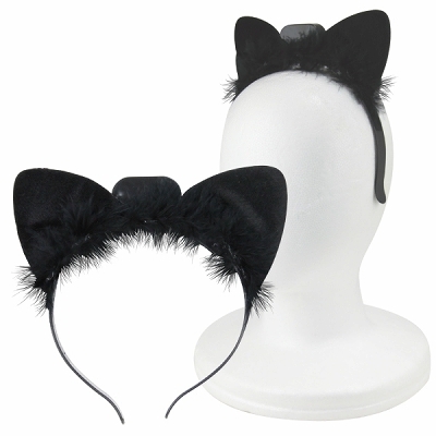 ピカピカ光る！イルミネーションネコ耳カチューシャ　ブラック