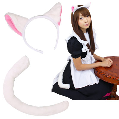 cm0358　ねこみみ＆ねこしっぽセット（横耳）