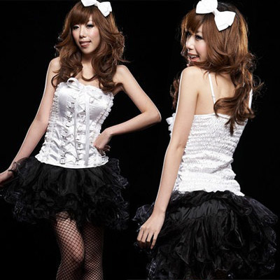 ステージ衣装 アイドル コスチューム・ブラック×ホワイト・アイドルドレス