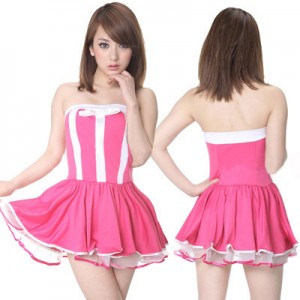 ステージ衣装 アイドル コスチューム・ライン入り・キャンディピンクワンピース