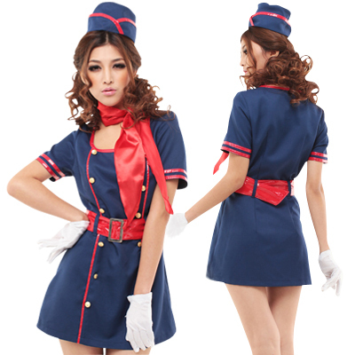 女装コスプレ用品＆ハロウィン 最安衣装・キャビンアテンダント　３Ｌ