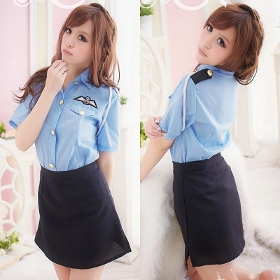 肩ロープ付き・タイトスカートがセクシーなミニスカ婦人警官