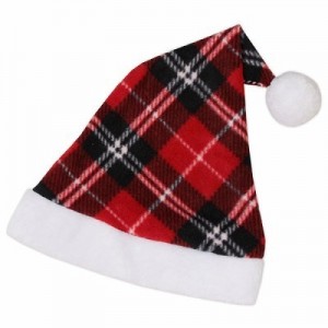 ミニ着物サンタも良いですが、ポンポン付き赤チェックのサンタ帽子（単品）。もお勧めですよ。