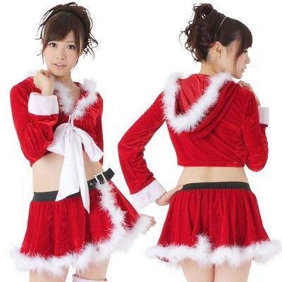 巻スカート風ショートパンツのリボンサンタ