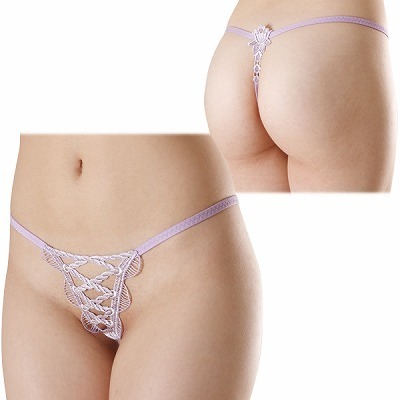 腰にひっかける セクシーオープンショーツ｜レースアップオープンショーツ　ラベンダー